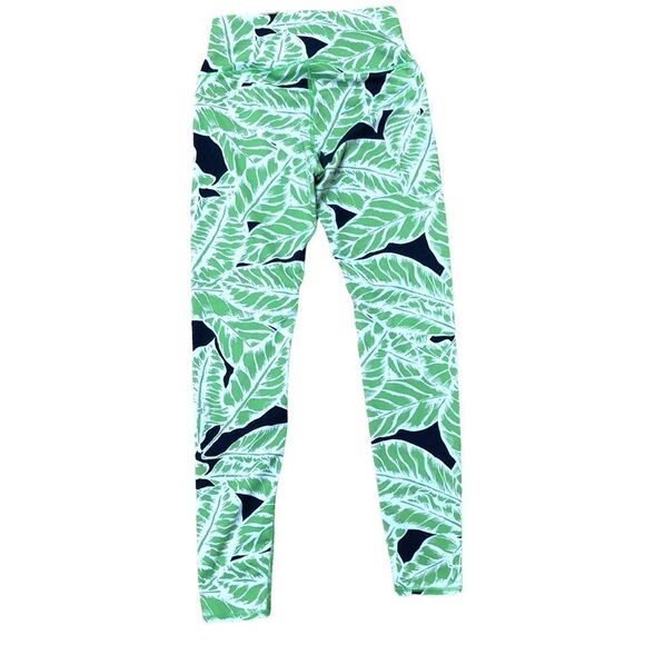 Alo Yoga Green Palm Print Athleisure Leggings Tights Medium - Picture 1 of 9